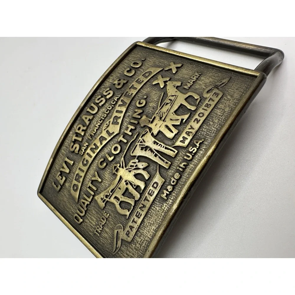 Levi Strauss & Co Brass‎ Belt Buckle Original 1970's Made In USA Vintage